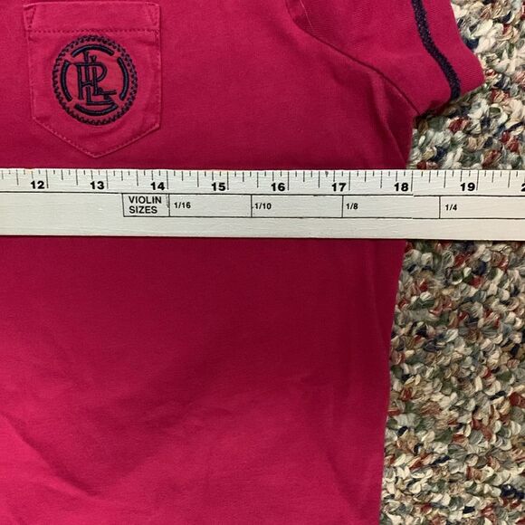 Lauren Ralph Lauren Active Magenta Pink Navy Trim Short Sleeve T-Shirt Size M - Picture 9 of 10